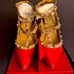 Rockstud Valentino heels in red patent leather